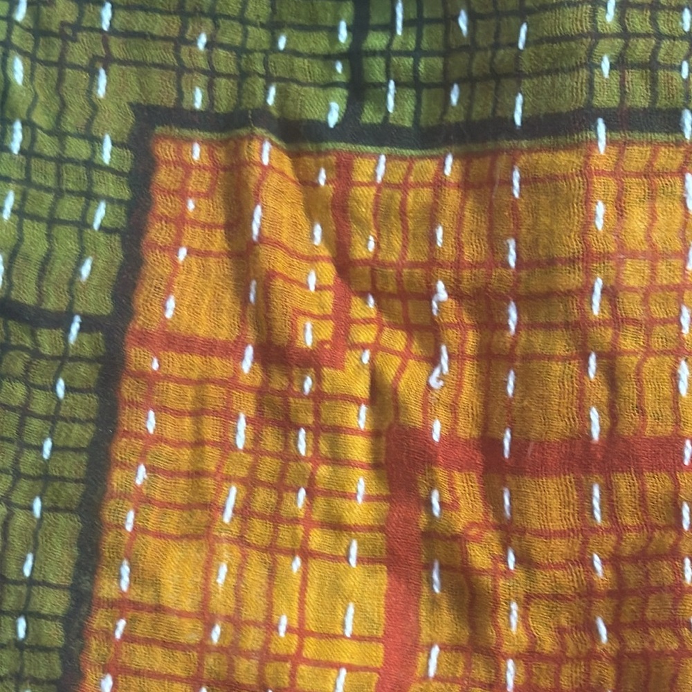 Renew Vintage Bohemian Patchwork Kantha Cotton Wrap Mini Skirt Size Medium - Picture 6 of 11